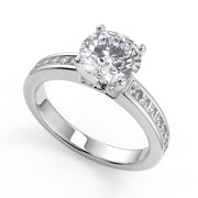 Alexandria Channel Set 4 Prong Round Cut Diamond Engagement Ring - Nivetta